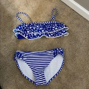 blue and white girls bikini